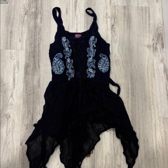 Fashion Terminal navy  Boho fairy gothic grindie shirt dress size medium - Picture 2 of 7